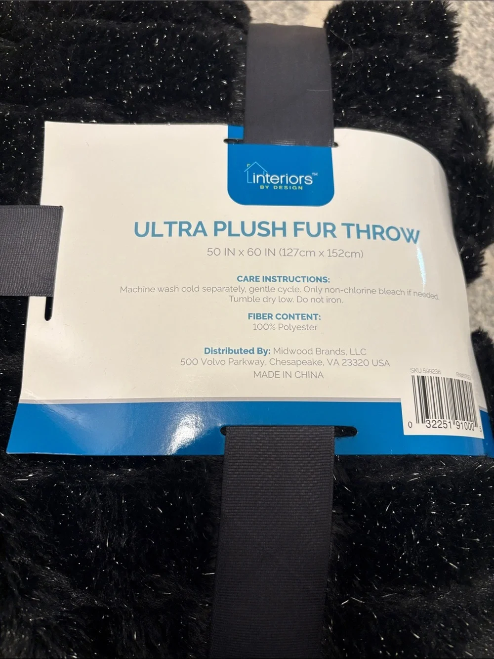 Ultra Plush Black Fur Throw - Super Soft